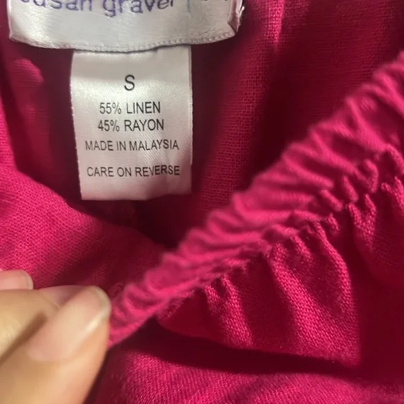 Hot pink linen blend two piece set, size S but fits like m or even large